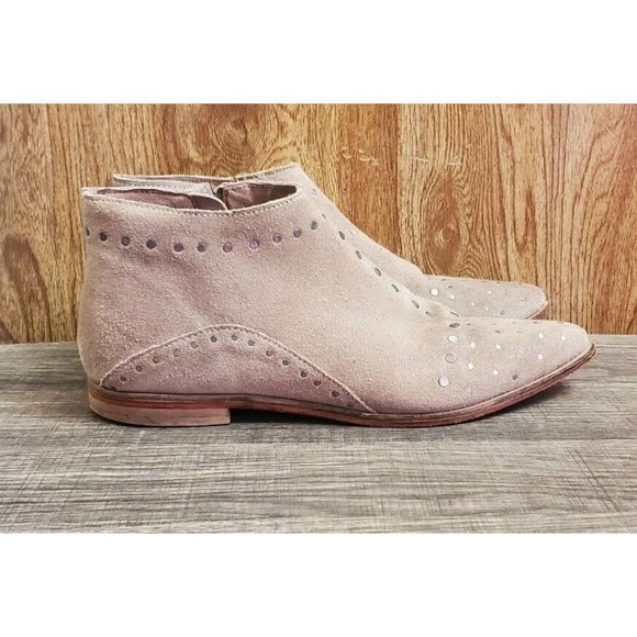 Free People Shoes - Free People Aquarian Boots Womens 38/8 Stud Distressed Tan Suede Bootie Shoes